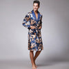 SWYIVY Men's Long Sleeved Bathrobe Silk Pajamas Long Print Home Service Couple Nightgown Spring And Autumn New