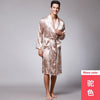 SWYIVY Men's Long Sleeved Bathrobe Silk Pajamas Long Print Home Service Couple Nightgown Spring And Autumn New