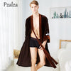 Special Animal Red-crowned Cranes Men's Bathrobes Robe Men Velour Winter Long Robe Male Sleepwear Robe Belt Nightgown Brown