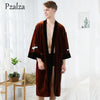 Special Animal Red-crowned Cranes Men's Bathrobes Robe Men Velour Winter Long Robe Male Sleepwear Robe Belt Nightgown Brown
