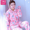Thickening women winter flannel pajamas female coral fleece pajama sets sleepwear velvet long-sleeve casual nightgown