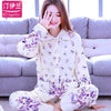 Thickening women winter flannel pajamas female coral fleece pajama sets sleepwear velvet long-sleeve casual nightgown