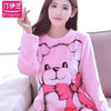 Thickening women winter flannel pajamas female coral fleece pajama sets sleepwear velvet long-sleeve casual nightgown
