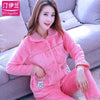 Thickening women winter flannel pajamas female coral fleece pajama sets sleepwear velvet long-sleeve casual nightgown