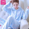 Thickening women winter flannel pajamas female coral fleece pajama sets sleepwear velvet long-sleeve casual nightgown