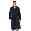 Winter Male Warm Kimono Bathrobe Gown Long Casual Men Nightgown Nightwear High Quality Coral Velvet Robe Navy Blue Sleepwear