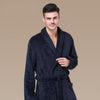 Winter Male Warm Kimono Bathrobe Gown Long Casual Men Nightgown Nightwear High Quality Coral Velvet Robe Navy Blue Sleepwear