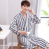 Kimono Robe Men and Women Matching Floral Printing 100% Cotton Bath Robe Long Sleeve Nightgown Couple Lingerie Matching Bathrobe