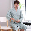 Kimono Robe Men and Women Matching Floral Printing 100% Cotton Bath Robe Long Sleeve Nightgown Couple Lingerie Matching Bathrobe