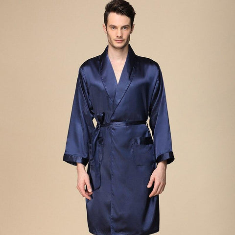 mens robes silky gown long sleeve nightgown men kimono silk robe men pajamas bathrobe men sleepwear sleep wearman silk bath robe