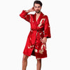 Men's Silk Bathrobe Plus Size 5XL Long-sleeved Bath Robe Men Satin Sleepwear Nightgown Print Dragons Dressing Gown Home Clothes
