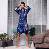 Men's Silk Bathrobe Plus Size 5XL Long-sleeved Bath Robe Men Satin Sleepwear Nightgown Print Dragons Dressing Gown Home Clothes