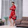 Men's Silk Bathrobe Plus Size 5XL Long-sleeved Bath Robe Men Satin Sleepwear Nightgown Print Dragons Dressing Gown Home Clothes