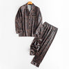 Autumn Men Pajama Set Silk Summer Nightgown Pajamas Long Sleeve Long Pant Sleepwear Plus Size Home Suit Long Sleeve Nightgown