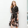 Print Bride Bridesmaid Wedding Robe Silky Satin Women Kimono Bathrobe Sexy Long Nightgown Casual Sleepwear Home Clothes M-3XL