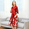 Print Bride Bridesmaid Wedding Robe Silky Satin Women Kimono Bathrobe Sexy Long Nightgown Casual Sleepwear Home Clothes M-3XL