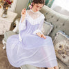 2019 New Spring Autumn Princess Nightdress Women's Long Nightgown Mesh Lace Sleepwear Long Sleeves Ladies Nightshirt Pyjamas