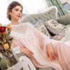 2019 New Spring Autumn Princess Nightdress Women's Long Nightgown Mesh Lace Sleepwear Long Sleeves Ladies Nightshirt Pyjamas