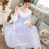 2019 New Spring Autumn Princess Nightdress Women's Long Nightgown Mesh Lace Sleepwear Long Sleeves Ladies Nightshirt Pyjamas