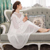 2019 New Spring Autumn Princess Nightdress Women's Long Nightgown Mesh Lace Sleepwear Long Sleeves Ladies Nightshirt Pyjamas