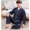 Male Pyjamas Sleep Lounge Plus Size  Silk Pajamas Long For Men Autumn Sleepwear Male Pajama Set Soft Casual Nightgown