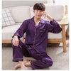Male Pyjamas Sleep Lounge Plus Size  Silk Pajamas Long For Men Autumn Sleepwear Male Pajama Set Soft Casual Nightgown