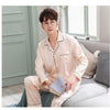 Male Pyjamas Sleep Lounge Plus Size  Silk Pajamas Long For Men Autumn Sleepwear Male Pajama Set Soft Casual Nightgown