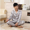 Male Pyjamas Sleep Lounge Plus Size  Silk Pajamas Long For Men Autumn Sleepwear Male Pajama Set Soft Casual Nightgown