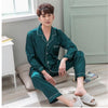 Male Pyjamas Sleep Lounge Plus Size  Silk Pajamas Long For Men Autumn Sleepwear Male Pajama Set Soft Casual Nightgown