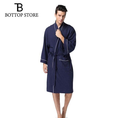 2019 New Soft Pyjamas Men Robe Gown Casual Sleepwear Mens Lounge Wear Man Loungewear Nightgown Male Bathrobe Kimono Waffle Cotto