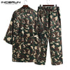 INCERUN 2019 Polyester Fashion Men Camouflage Nightgown High Quality Long Loose Bath Robes Cardigan Personal Comfortable Pajamas