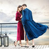 Men and Women Spring and Autumn Luxury Velvet Classic Shawl Collar Chest Suit Medium-Long Robe Nightgown Sleepwear Gown