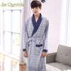 Long Sleeve Nightgown Peignoir Bathrobe Plaid Bathrobe Knitted Bath Robe Yukata Mens Cotton Sleepwear Robes Mens Robe Cotton