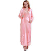 Fashion New Silk Robes + Nightdress Two-Piece Women Sleepwear Sexy Lace V-Neck Sleeping Robe Long-Sleeve Nightgowns FW001