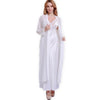 Fashion New Silk Robes + Nightdress Two-Piece Women Sleepwear Sexy Lace V-Neck Sleeping Robe Long-Sleeve Nightgowns FW001