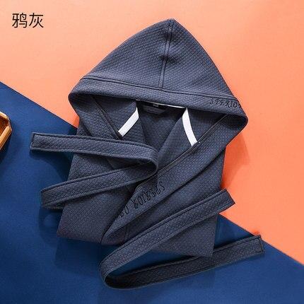 Five-star hotel cotton bathrobe spring and autumn couple hooded nightgown quilted cotton plus long piece pajamas