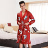 2019  Spring Autumn New Men Sleepwear Pajams Long Sleeve Nightgown Kimono Bathrobe Silky Robe Pocket Homewear