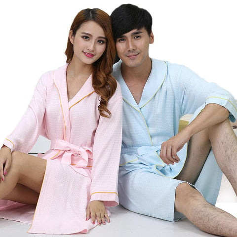 Waffle Men Bathrobe Bamboo Fiber nightgown sleepwear Pajamas Fleece Sexy robe lovers long soft Kimono robe spring summer autumn