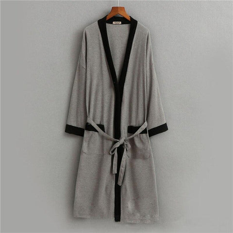 Fashion Bathrobe 2019 Plus Size Cotton V Neck Nightgown For Men Sashes Long Sleeve Men Robes Autumn Winter Ds5082