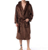 Winter Autumn Hooded Female Flannel Kimono Robe Lovers Couple Women Men Nightgown Bath Gown Sleepwear Large Long Nightwear Black