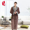 Men Casual Kimono Bathrobe Autumn Winter Flannel Long Robe Thick Warm Sleepwear Full Sleeve Nightgown Male Casual Home Wear