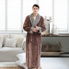 Men Casual Kimono Bathrobe Autumn Winter Flannel Long Robe Thick Warm Sleepwear Full Sleeve Nightgown Male Casual Home Wear