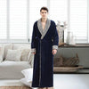 Men Casual Kimono Bathrobe Autumn Winter Flannel Long Robe Thick Warm Sleepwear Full Sleeve Nightgown Male Casual Home Wear