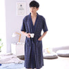 Hot Sale 2019 Classic Plaid Bath Robe Summer Thin Cotton Casual Nightgown Long Bathrobe Men Sleepwear Short Sleeve Robes XL-4XL