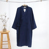 New Men's Cotton Yarn Sleeping Gown Thin Summer Cotton Kimono Bathrobe Mens Robes Long Bath Robe Loose Leisure Nightgown