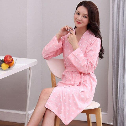Men and Women Matching Floral Printing 100% Cotton Bath Robe Long Sleeve Nightgown Couple Lingerie Matching Bathrobe Kimono Robe