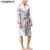 INCERUN Men Silk Robes Nightgown Chinese Dragon Print Bathrobe Long Sleeve Kimono Pajamas Sleepwear Comfy Men Long Homewear 2019