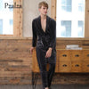 Two-Piece Mens Night Robe Winter Nightgown Robe Soft Warm Velour Male Long Robe+Pants Bathrobe Men Robe Set Belt Long Sleeve