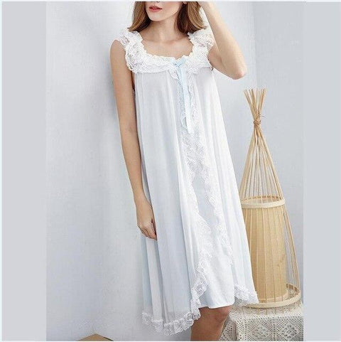 Womens Vintage Long Nightgowns 2018 Fashion Female Sweet Princess Sleeveless Sleepshirts Ladies Lace Sexy Nightdress ZS184