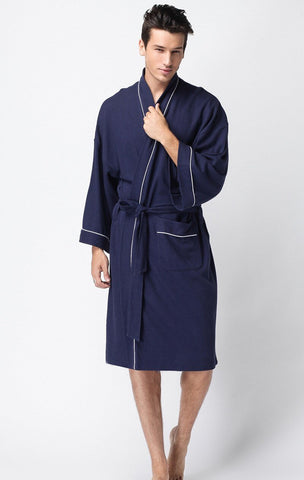 Sell like hot cakes  man's pajamas with a solid color nightgown Long-sleeved men's pajamas fall and winter sleeping clothes
